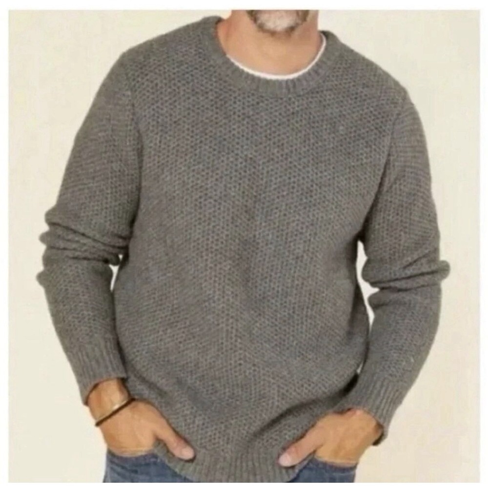 Outerknown Eastbank Crew XL Beige Wool Blend Pullover Sweater Minimalist Winter